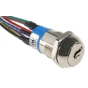 APEM Key Switch DPST 4A 3-Way Flat Key Zinc Alloy Housing Nickel-Plated JD10F126W