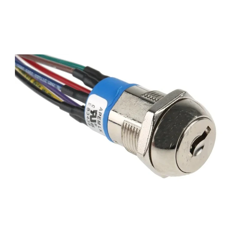APEM Key Switch DPST 4A 3-Way Flat Key Zinc Alloy Housing Nickel-Plated JD10F126W