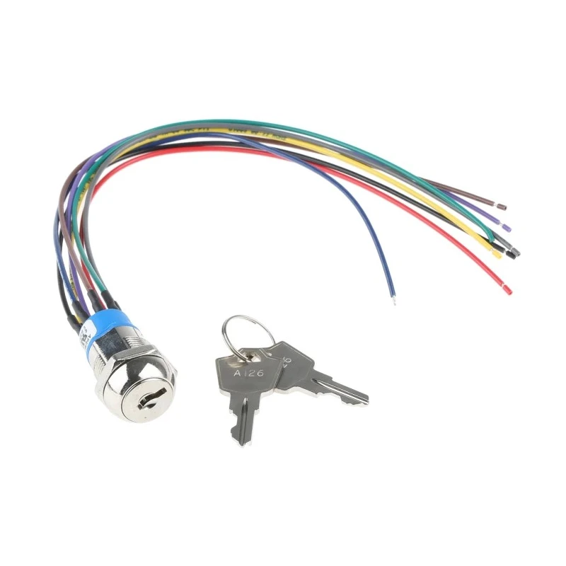 APEM Key Switch DPST 4A 3-Way Flat Key Zinc Alloy Housing Nickel-Plated JD10F126W