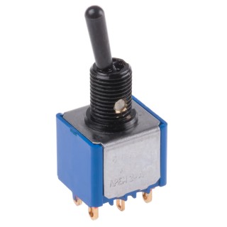 APEM Panel Mount Toggle Switch, On-On, DPDT, Solder Lug Terminal, 24V dc, 250V ac 5646ADBGK