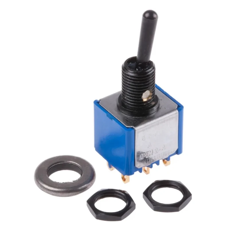 APEM Panel Mount Toggle Switch, On-On, DPDT, Solder Lug Terminal, 24V dc, 250V ac 5646ADBGK