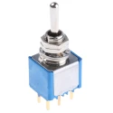 APEM Toggle Switch, PCB Mount, On-Off-On DPST, PC Terminal, 24 V dc, 250 V ac, Nickel Plated Brass Actuator 5249CDB