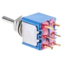 APEM Toggle Switch, PCB Mount, On-Off-On DPST, PC Terminal, 24 V dc, 250 V ac, Nickel Plated Brass Actuator 5249CDB