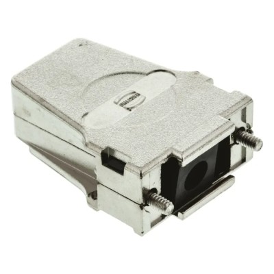 HARTING Metal Straight D-Sub Backshell 9 Contacts Strain Relief Silver IP67 09670090344