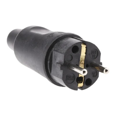 Kopp IP44 Black Cable Mount 2P Straight Mains Connector, 16A, 250V IP44