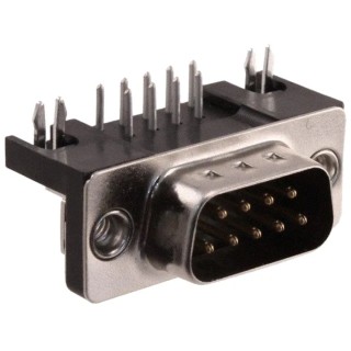 HARTING D-Sub 9 Way Right Angle Through Hole Connector 2.77 mm Pitch Steel Housing Male 09681637812