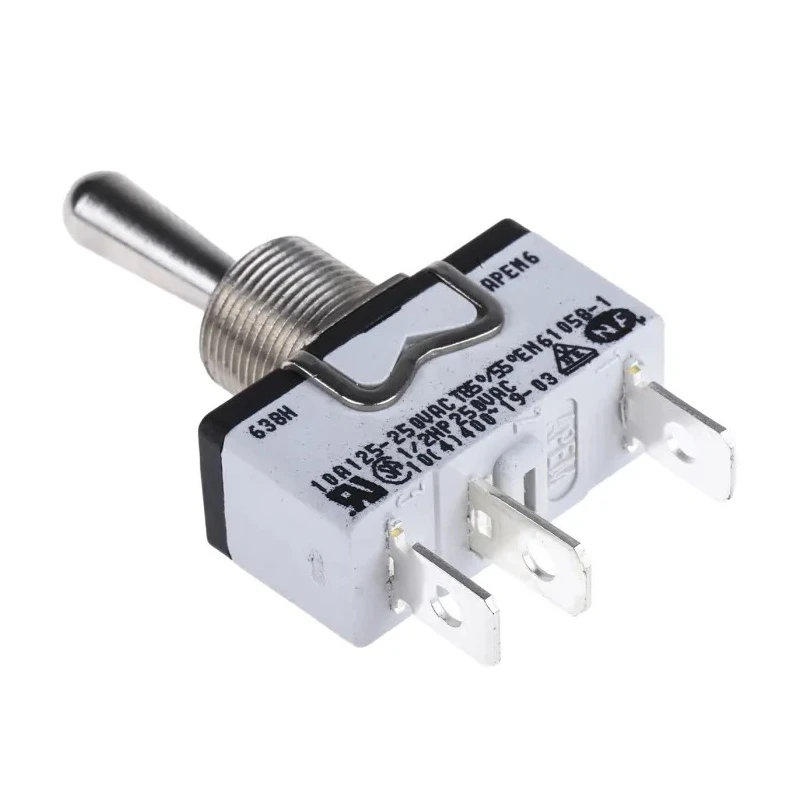 APEM Panel Mount Toggle Switch On-Off-(On) SPST Solder Lug Terminal 24 V dc 250 V ac 638H/2