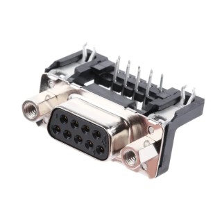 HARTING D-Sub 9 Way Right Angle 2.74 mm Pitch Through Hole D-Sub Connector with 4 to 40 UNC Screw Lock Female 09661526613