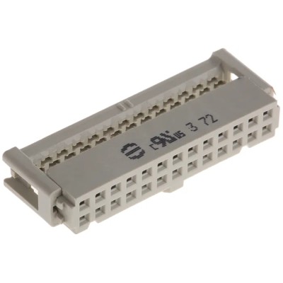 HARTING 26-Way IDC Connector Female for Cable, 2 Row, 2.5A Current, 2.54mm Pitch, 320V AC, Right Angle, Gold 09185267803