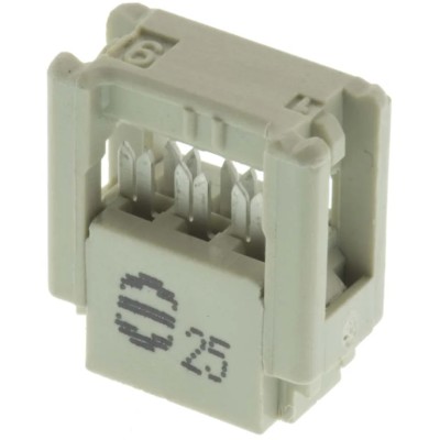 HARTING 6-Way IDC Connector Female for Cable, 2 Row, 320V AC, Gold Plated Contacts, Model 09185066803
