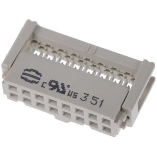 HARTING 16-Way Shrouded Female IDC Connector Cable Mount 320V ac 1A 2.54mm Pitch SEK 18 Series 09185167803