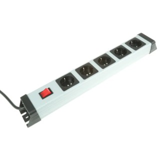 Kopp 1.4 m 5 Socket Type F German Schuko Extension Lead Power Strip, 250V AC, IP20, Switchable, Silver 226620015