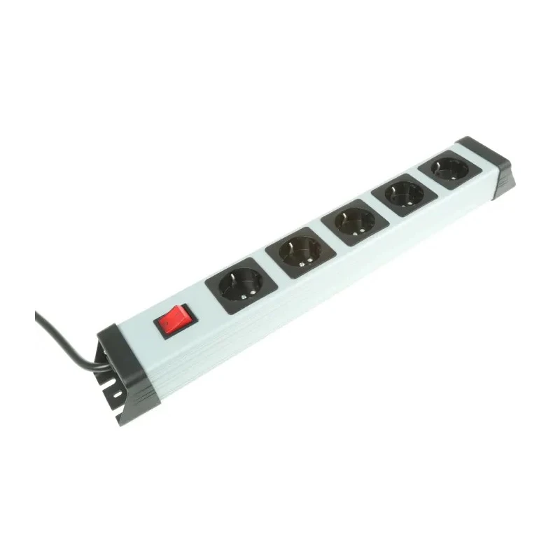 Kopp 1.4 m 5 Socket Type F German Schuko Extension Lead Power Strip, 250V AC, IP20, Switchable, Silver 226620015