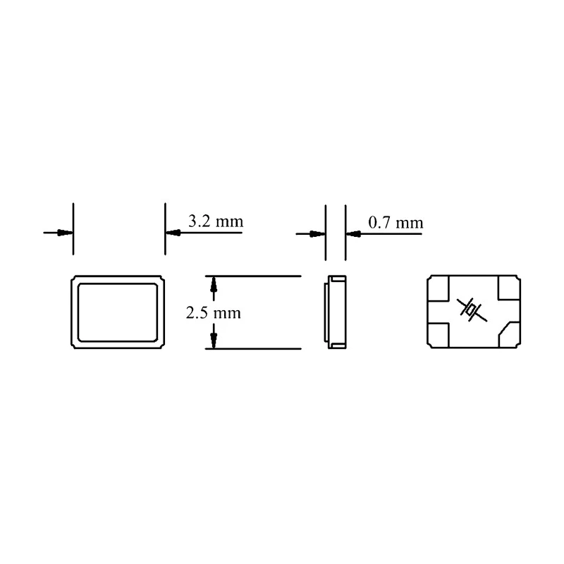 Euroquartz 16 MHz Crystal ±30 ppm Surface Mount 4-Pin 3.2x2.5x0.7 mm 12pF 100Ω 16.000MHz MT/30/30/-40+85/12pF