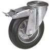 LAG Swivel Castor, Medium Duty, 60 kg Load Capacity, 80 mm Rubber Wheel Diameter, Roller Bearing Hub, Steel Hub 12654 FR FB