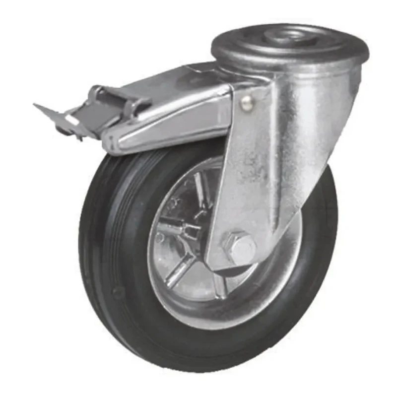 LAG Swivel Castor with 100 mm Rubber Wheel, 80 kg Load Capacity, Roller Bearing Steel Hub, Medium Duty 12658 FR FB