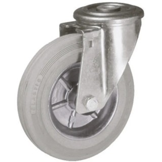 LAG Medium Duty Swivel Castor with 80 mm Rubber Wheel, 60 kg Load Capacity, Roller Bearing Hub Steel 12654G FB