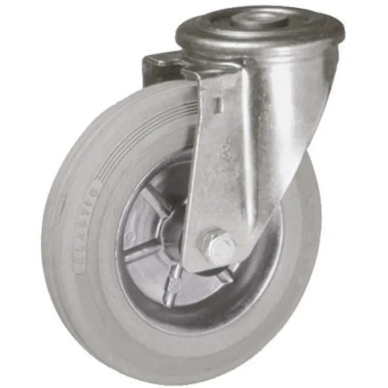 LAG Medium Duty Swivel Castor with 80 mm Rubber Wheel, 60 kg Load Capacity, Roller Bearing Hub Steel 12654G FB