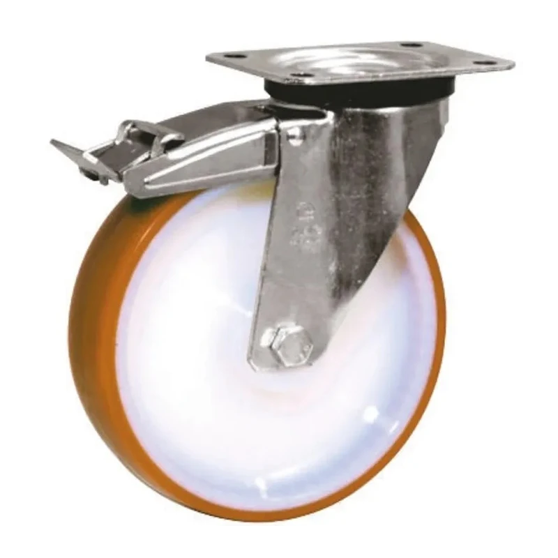 LAG Braked Swivel Castor, 120 kg Load Capacity, 125 mm Polyurethane Wheel Diameter, Galvanised Steel Frame, Model 22056 FR