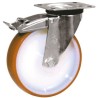 LAG Braked Swivel Castor, 120 kg Load Capacity, 125 mm Polyurethane Wheel Diameter, Galvanised Steel Frame, Model 22056 FR