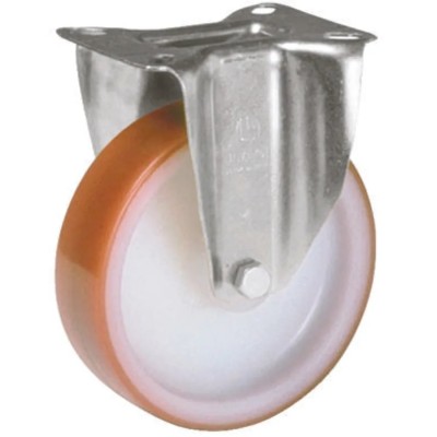 LAG Fixed Castor with Polyurethane Wheel 200 mm Diameter, 300 kg Load Capacity, Galvanised Steel Frame 22142