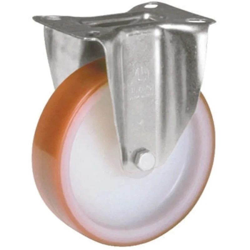 LAG Fixed Castor with Polyurethane Wheel 200 mm Diameter, 300 kg Load Capacity, Galvanised Steel Frame 22142