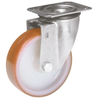 LAG Swivel Castor Wheel, 200 kg Load Capacity, 150 mm Polyurethane Wheel, Galvanised Steel Frame 22036