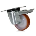 LAG Braked Swivel Castor, 100 kg Load Capacity, 80 mm Polyurethane Wheel, Galvanised Steel Frame, Model 22052 FR