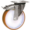 LAG Braked Swivel Castor, 200 kg Load Capacity, 150 mm Polyurethane Wheel, Galvanised Steel Frame 22036 FR
