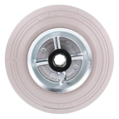 LAG Grey Black Rubber Trolley Wheel 125mm Diameter 37.5mm Width Steel Hub Roller Bearing Load Capacity 120kg 12062G