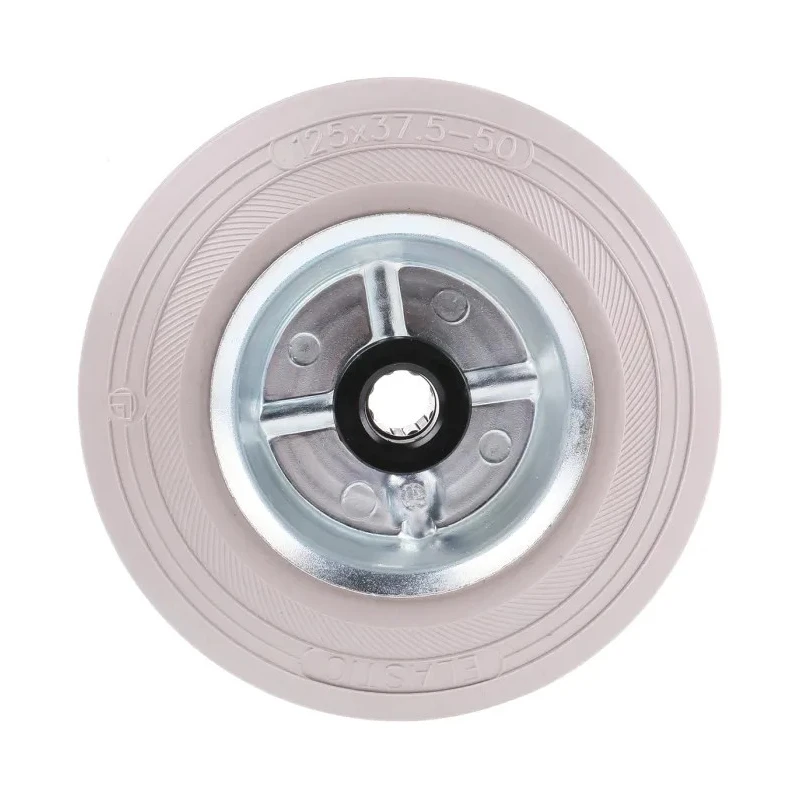 LAG Grey Black Rubber Trolley Wheel 125mm Diameter 37.5mm Width Steel Hub Roller Bearing Load Capacity 120kg 12062G