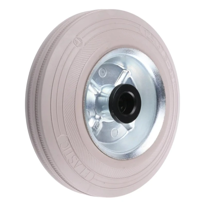 LAG Grey Black Rubber Trolley Wheel 125mm Diameter 37.5mm Width Steel Hub Roller Bearing Load Capacity 120kg 12062G