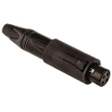Neutrik Cable XLR Connector, Straight Orientation, 3 Contacts, Female, Gold Plating, 50V NC3FM-C-B