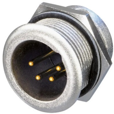 Neutrik Heavy Duty Panel XLR Connector, Straight Orientation, 50V, 10A, Male 4 Contact NC4MPR-HD