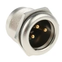 Neutrik Panel XLR Connector, Straight Orientation, 50V Voltage, 16A Current, Male 3 Contacts, Gold over Nickel NC3MPR-HD