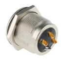 Neutrik Panel XLR Connector, Straight Orientation, 50V Voltage, 16A Current, Male 3 Contacts, Gold over Nickel NC3MPR-HD