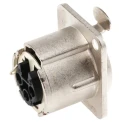 Neutrik Panel XLR Connector, Straight Orientation, 3 Way, Female, 50V, Silver over Nickel Plating NC3FD-LX-HA