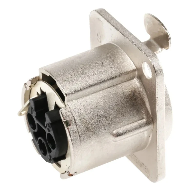 Neutrik Panel XLR Connector, Straight Orientation, 3 Way, Female, 50V, Silver over Nickel Plating NC3FD-LX-HA