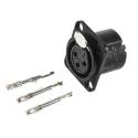 Neutrik Panel XLR Connector, Straight Orientation, 3 Contacts, 50V, Female, Silver over Nickel Plating NC3FD-LX-HA-BAG