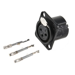 Neutrik Panel XLR Connector, Straight Orientation, 3 Contacts, 50V, Female, Silver over Nickel Plating NC3FD-LX-HA-BAG