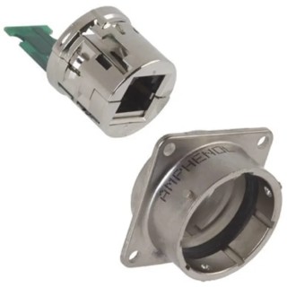 Amphenol Socapex RJF Series RJ45 Female Panel Mount Shielded Ethernet Connector Cat5e 1 Port 8 Way 
