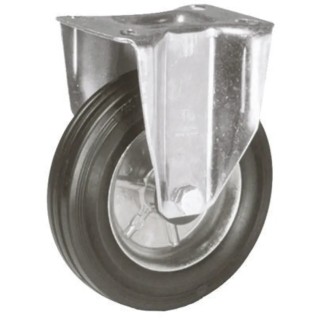 LAG Fixed Castor Wheel 100 mm Diameter, 80 kg Load Capacity, Galvanised Steel Frame, Rubber Tyre 12458