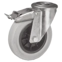 LAG Swivel Castor 85 kg Capacity 100 mm Wheel Rubber, Medium Duty, Plain Bore Hub 14308G FR FB