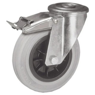 LAG Swivel Castor 85 kg Capacity 100 mm Wheel Rubber, Medium Duty, Plain Bore Hub 14308G FR FB
