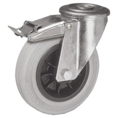 LAG Swivel Castor 85 kg Capacity 100 mm Wheel Rubber, Medium Duty, Plain Bore Hub 14308G FR FB