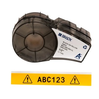 Brady Black on Black Yellow Label Printer Tape 12.7 mm Width, 6.4 m Length M21-500-595-YL