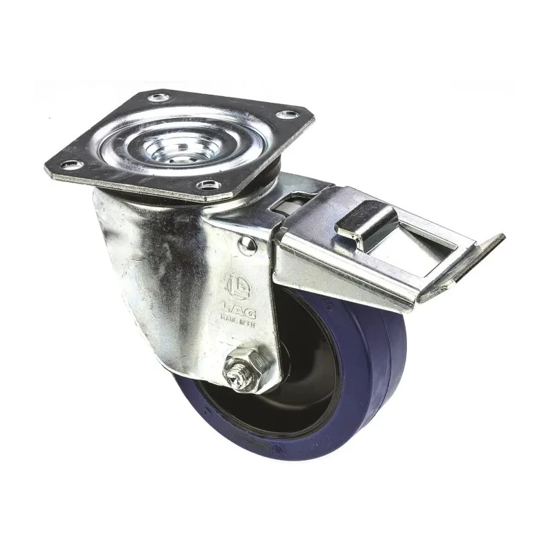 LAG Braked Swivel Castor, 150 kg Load Capacity, 100 mm Rubber Wheel, Nylon Hub, Medium Duty 32103BFR