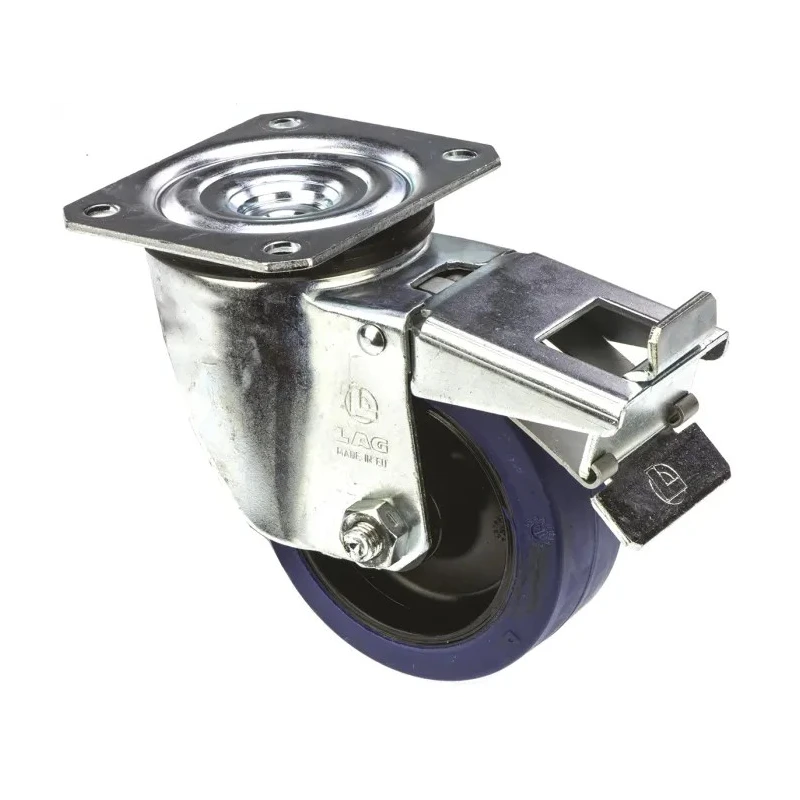 LAG Braked Swivel Castor, 150 kg Load Capacity, 100 mm Rubber Wheel, Nylon Hub, Medium Duty 32103BFR