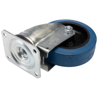 LAG Swivel Castor Wheel with 125mm Blue Elastic Rubber Tyre, Nylon Hub, Medium Duty, 180kg Capacity 32108B