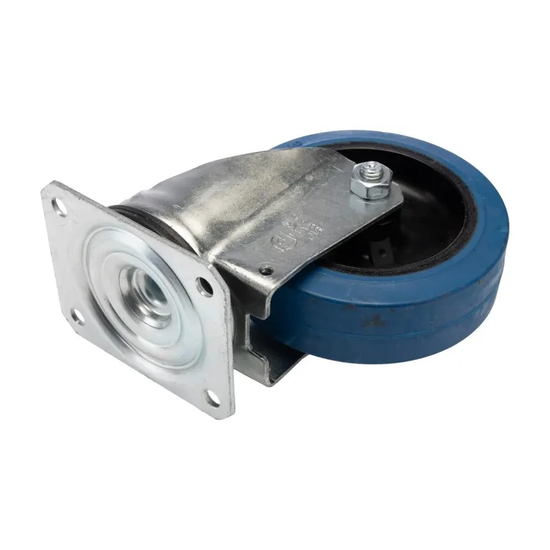 LAG Swivel Castor Wheel with 125mm Blue Elastic Rubber Tyre, Nylon Hub, Medium Duty, 180kg Capacity 32108B